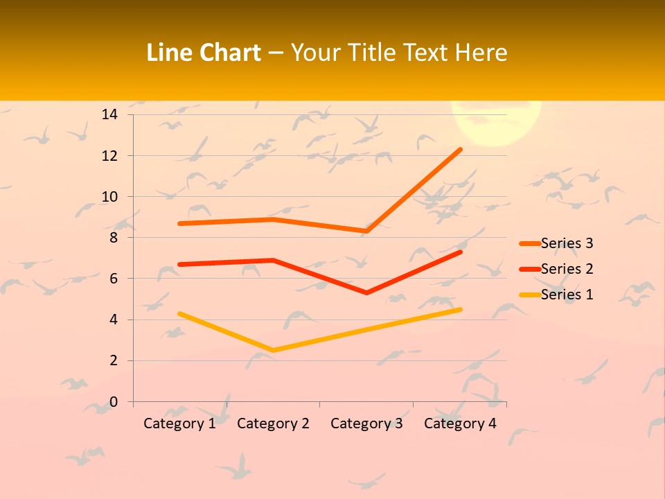 A Flock Of Birds Flying In The Sky At Sunset PowerPoint Template