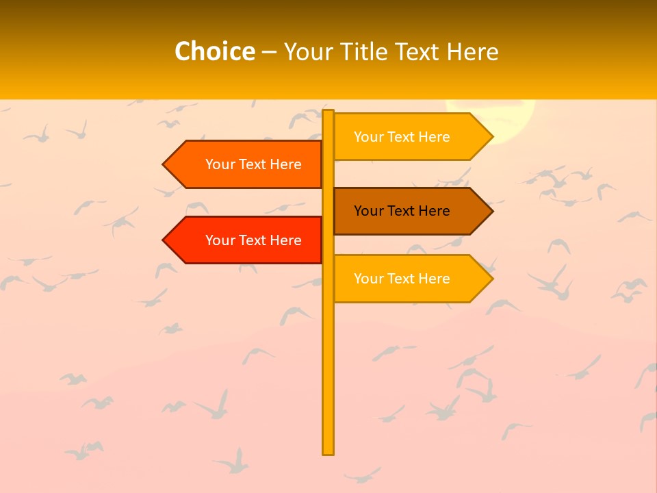 A Flock Of Birds Flying In The Sky At Sunset PowerPoint Template