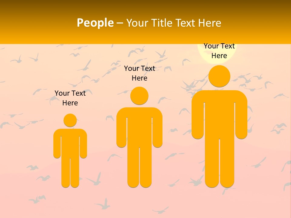 A Flock Of Birds Flying In The Sky At Sunset PowerPoint Template