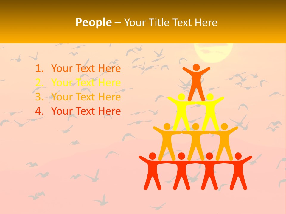 A Flock Of Birds Flying In The Sky At Sunset PowerPoint Template