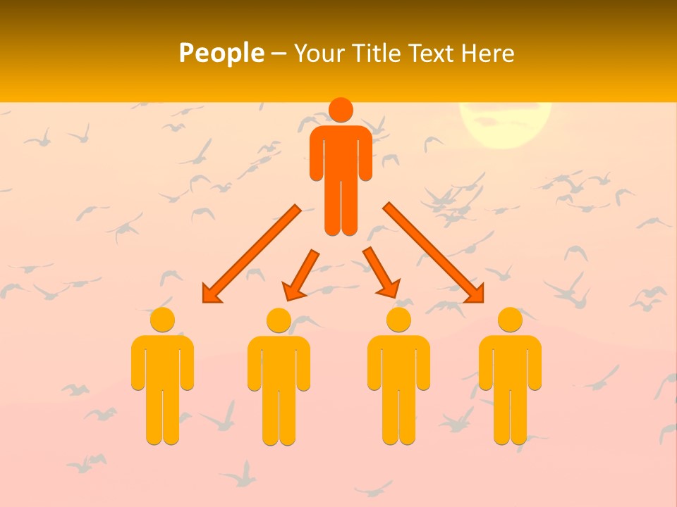 A Flock Of Birds Flying In The Sky At Sunset PowerPoint Template