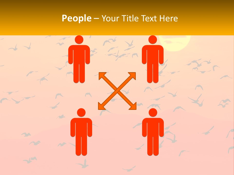 A Flock Of Birds Flying In The Sky At Sunset PowerPoint Template