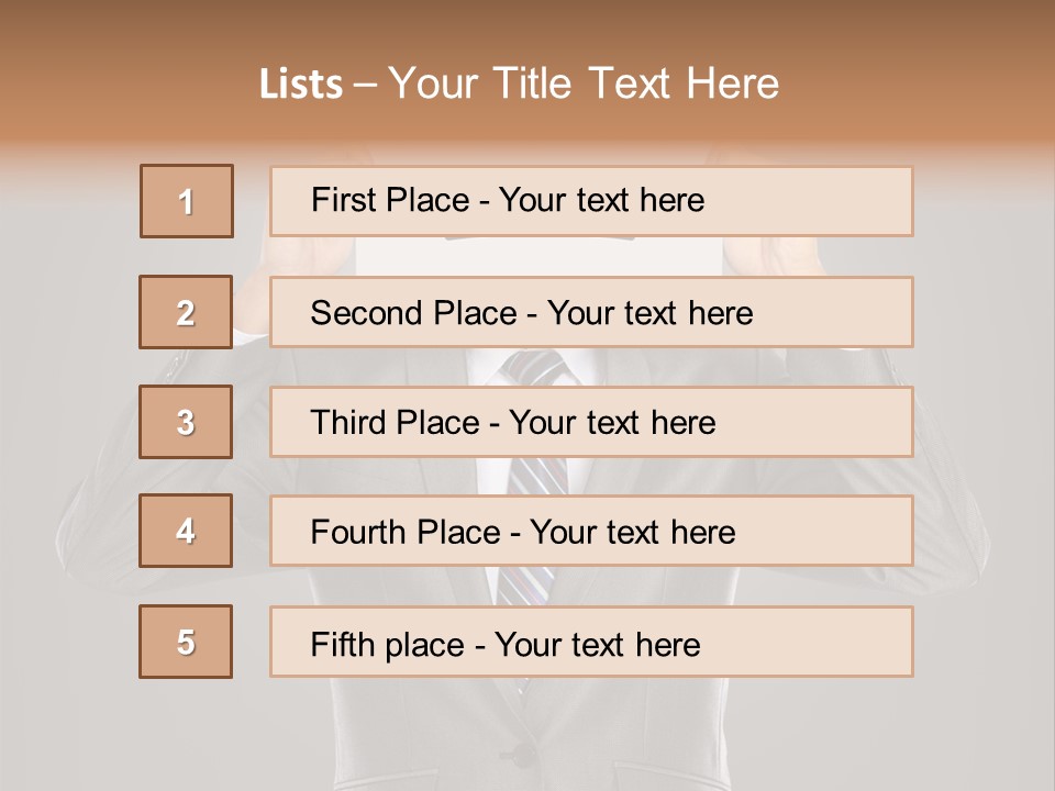 A Man In A Suit Holding A Paper With A Sad Face On It PowerPoint Template