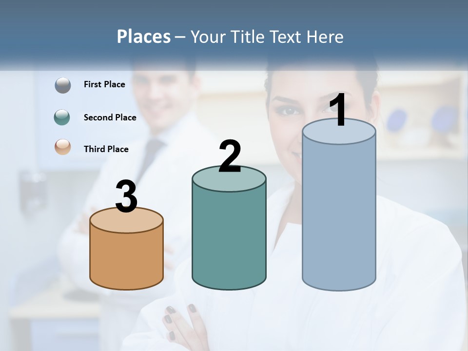 A Woman In A White Lab Coat Standing Next To A Man In A White Lab PowerPoint Template