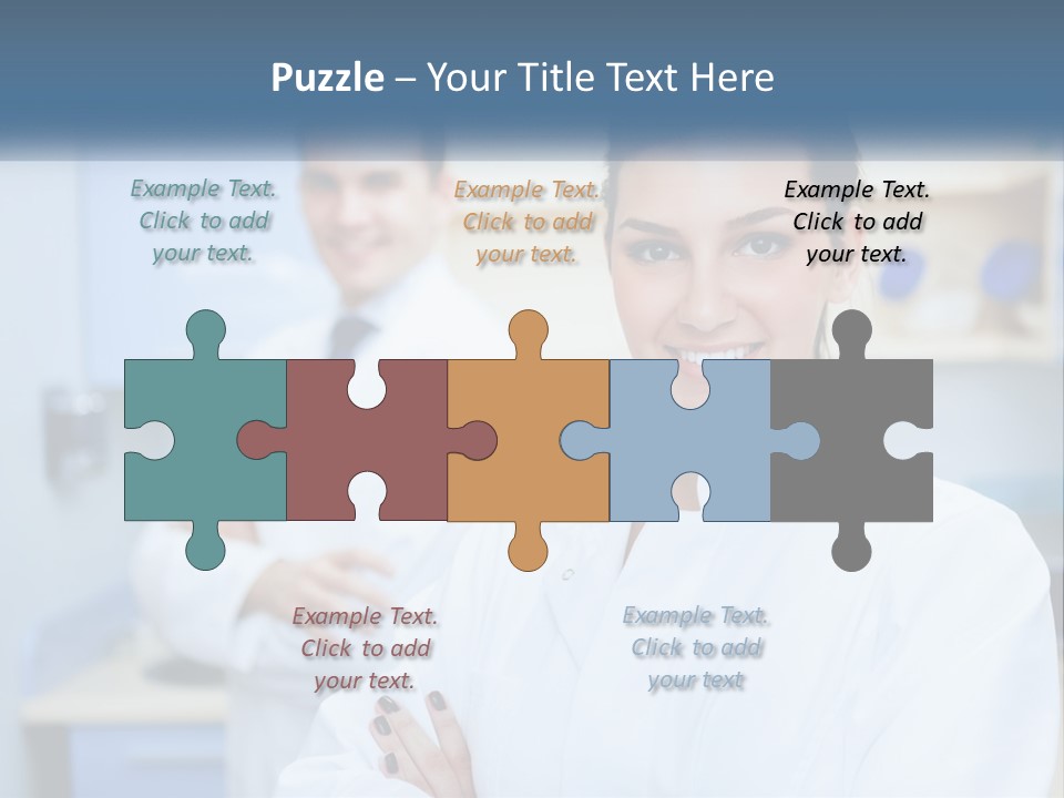 A Woman In A White Lab Coat Standing Next To A Man In A White Lab PowerPoint Template