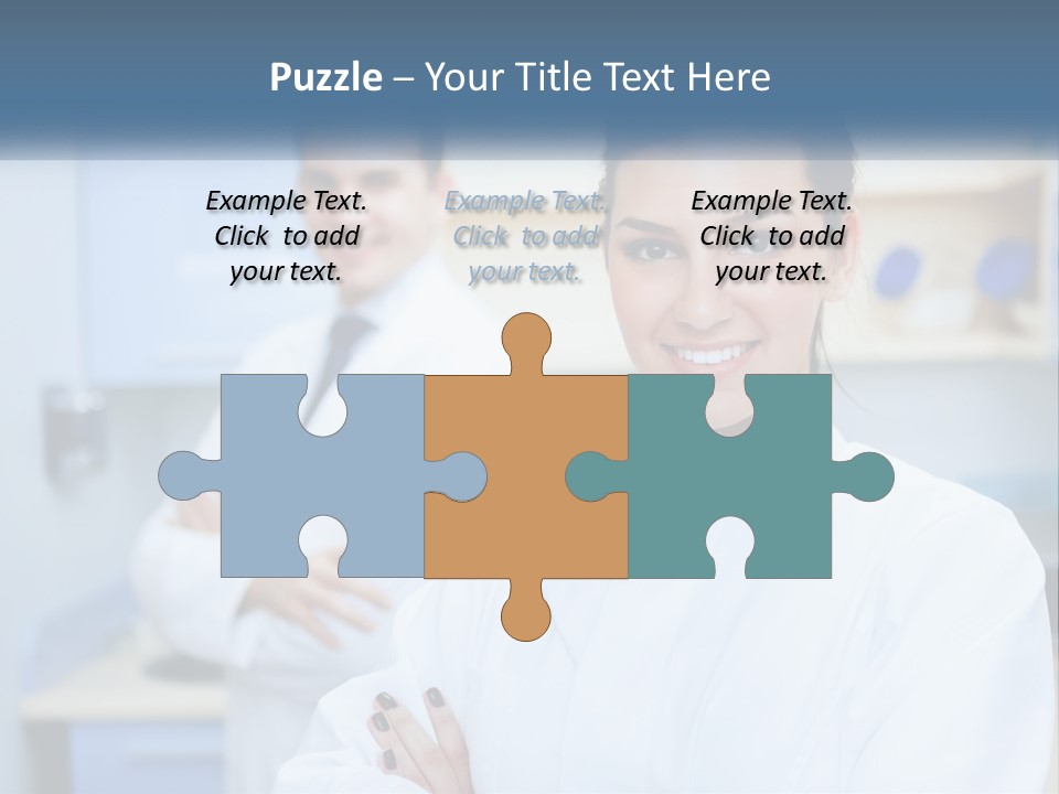 A Woman In A White Lab Coat Standing Next To A Man In A White Lab PowerPoint Template