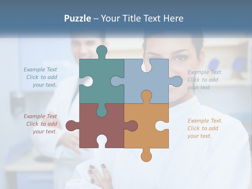 A Woman In A White Lab Coat Standing Next To A Man In A White Lab PowerPoint Template