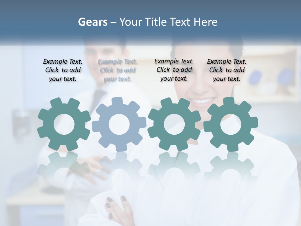 A Woman In A White Lab Coat Standing Next To A Man In A White Lab PowerPoint Template