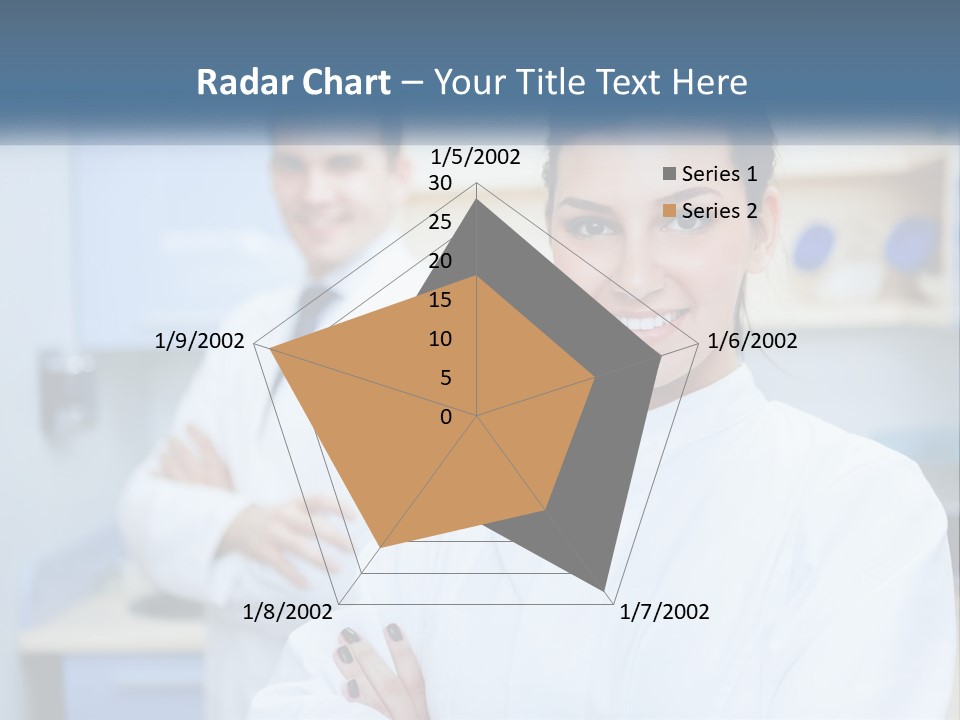 A Woman In A White Lab Coat Standing Next To A Man In A White Lab PowerPoint Template