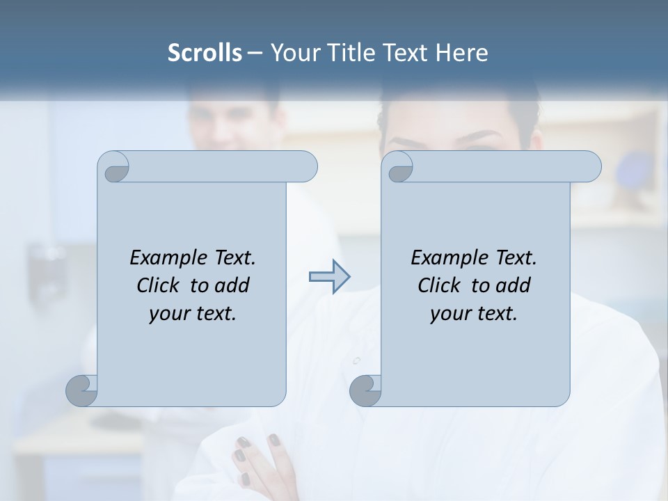 A Woman In A White Lab Coat Standing Next To A Man In A White Lab PowerPoint Template