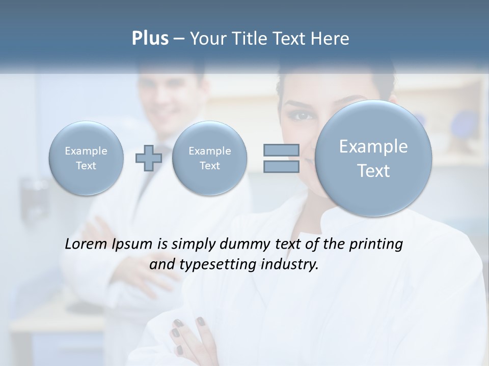 A Woman In A White Lab Coat Standing Next To A Man In A White Lab PowerPoint Template