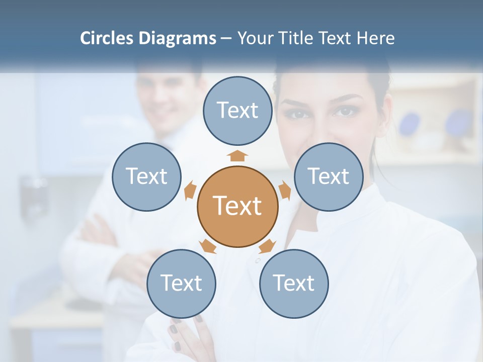 A Woman In A White Lab Coat Standing Next To A Man In A White Lab PowerPoint Template