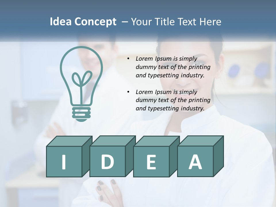 A Woman In A White Lab Coat Standing Next To A Man In A White Lab PowerPoint Template