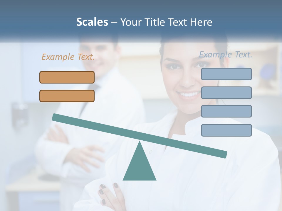 A Woman In A White Lab Coat Standing Next To A Man In A White Lab PowerPoint Template