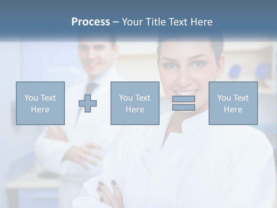 A Woman In A White Lab Coat Standing Next To A Man In A White Lab PowerPoint Template