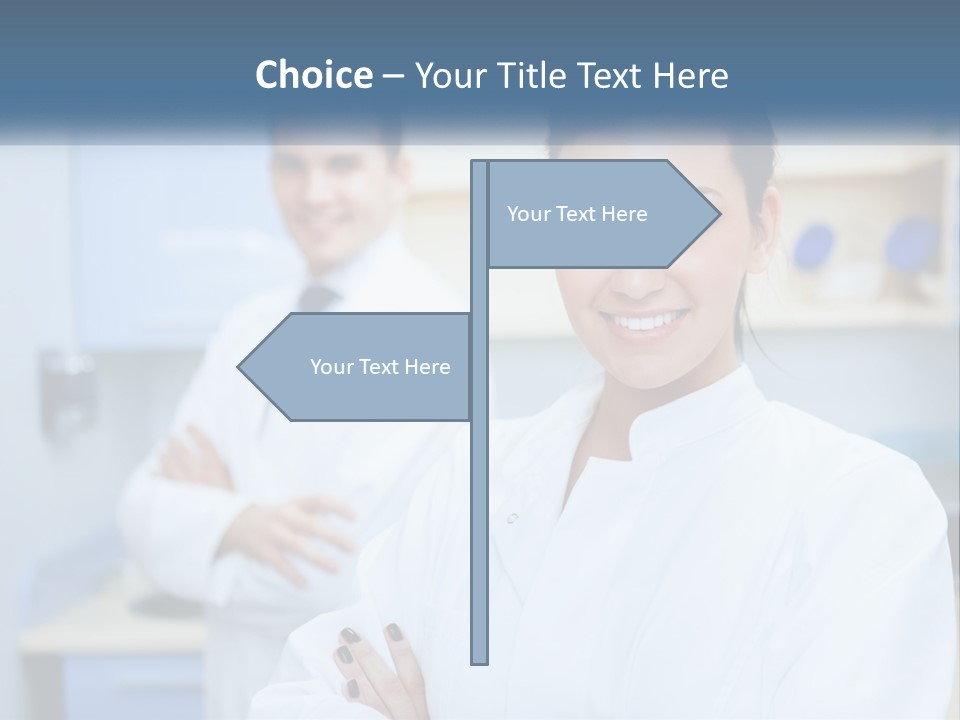 A Woman In A White Lab Coat Standing Next To A Man In A White Lab PowerPoint Template