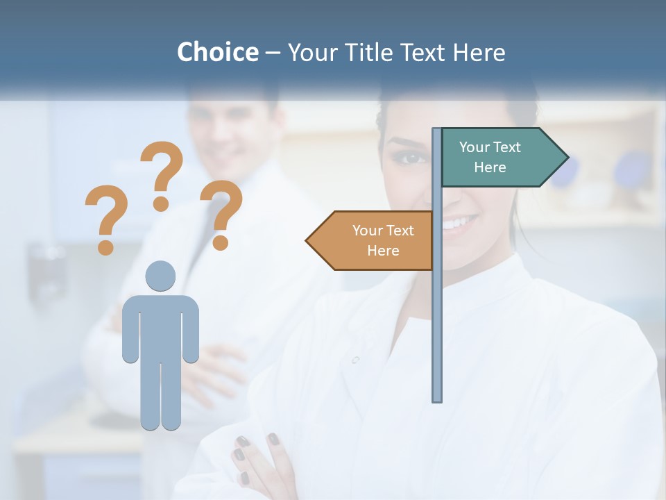 A Woman In A White Lab Coat Standing Next To A Man In A White Lab PowerPoint Template