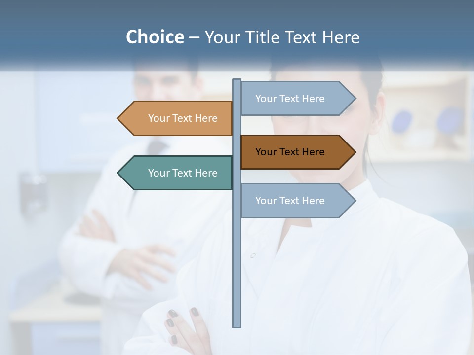 A Woman In A White Lab Coat Standing Next To A Man In A White Lab PowerPoint Template
