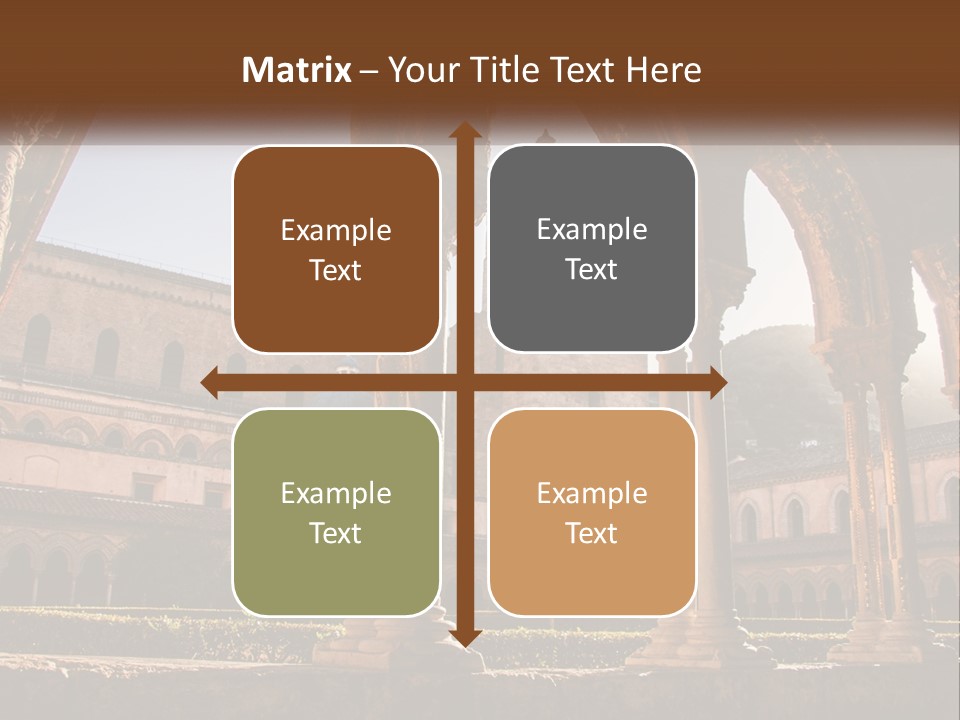 A Large Building With Arches And A Clock Tower PowerPoint Template