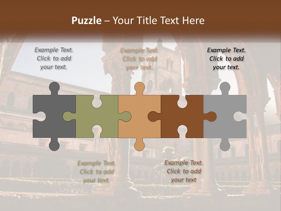 A Large Building With Arches And A Clock Tower PowerPoint Template