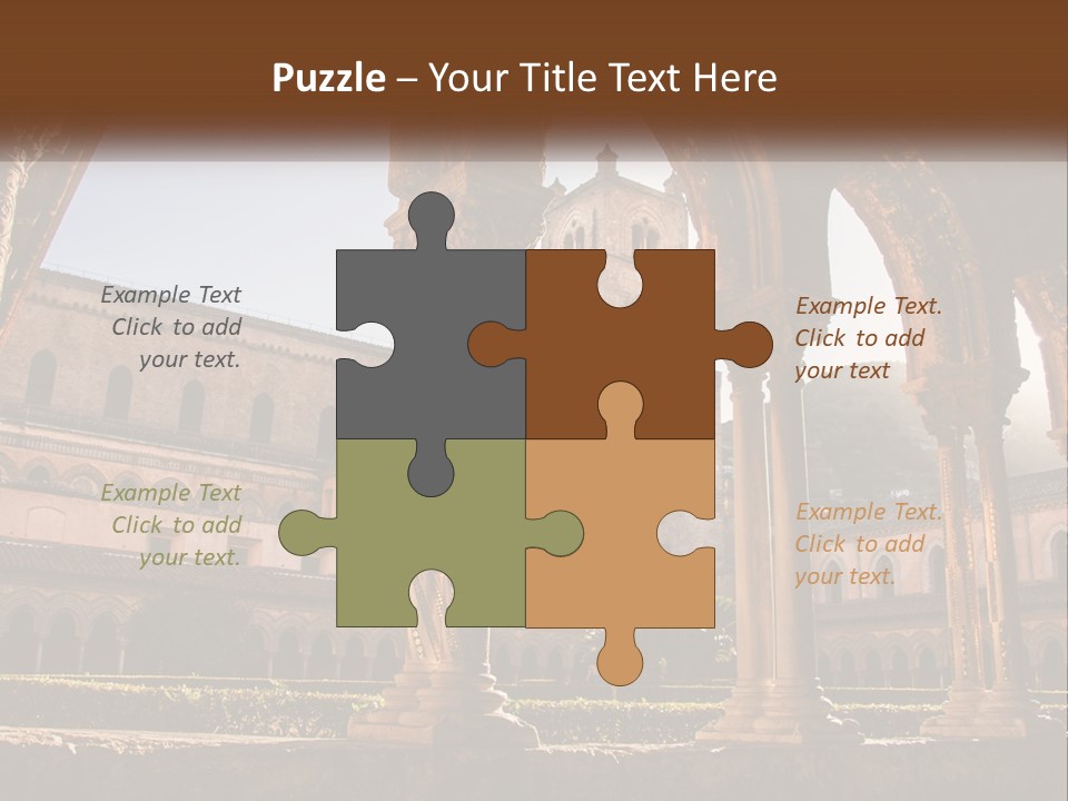 A Large Building With Arches And A Clock Tower PowerPoint Template