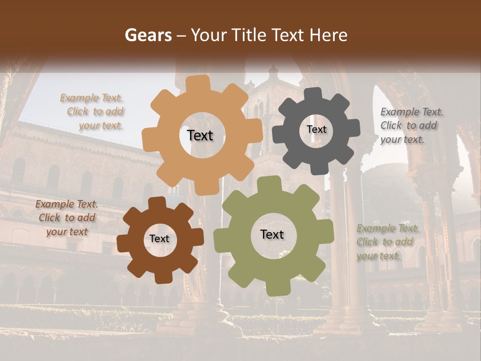 A Large Building With Arches And A Clock Tower PowerPoint Template