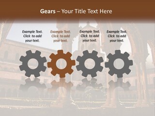A Large Building With Arches And A Clock Tower PowerPoint Template