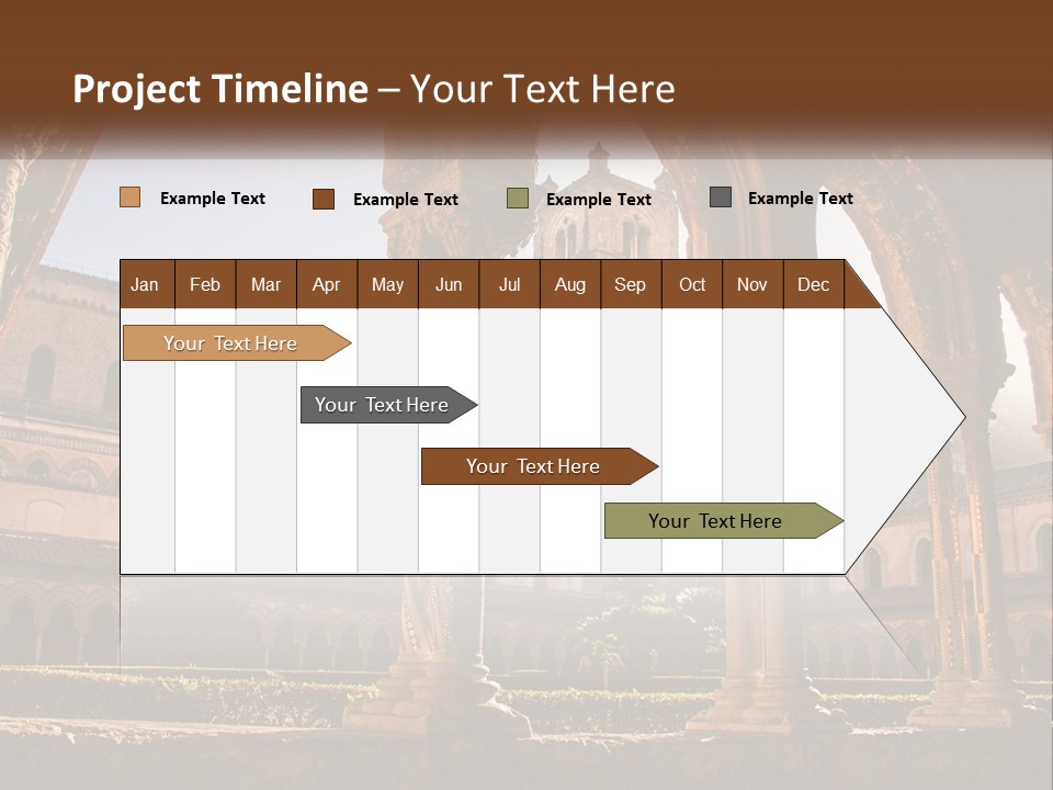 A Large Building With Arches And A Clock Tower PowerPoint Template