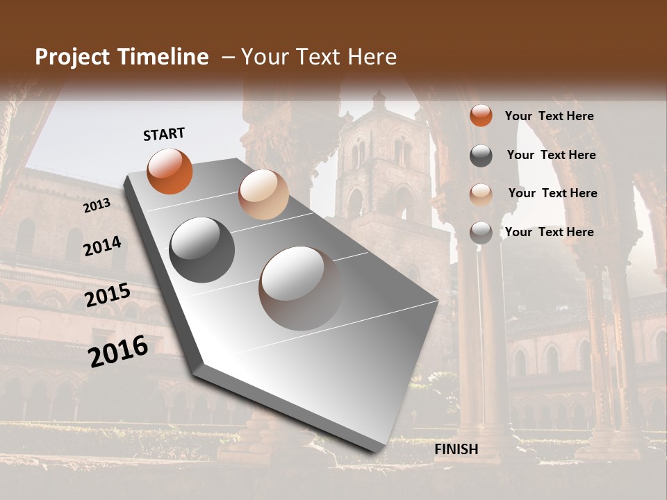 A Large Building With Arches And A Clock Tower PowerPoint Template