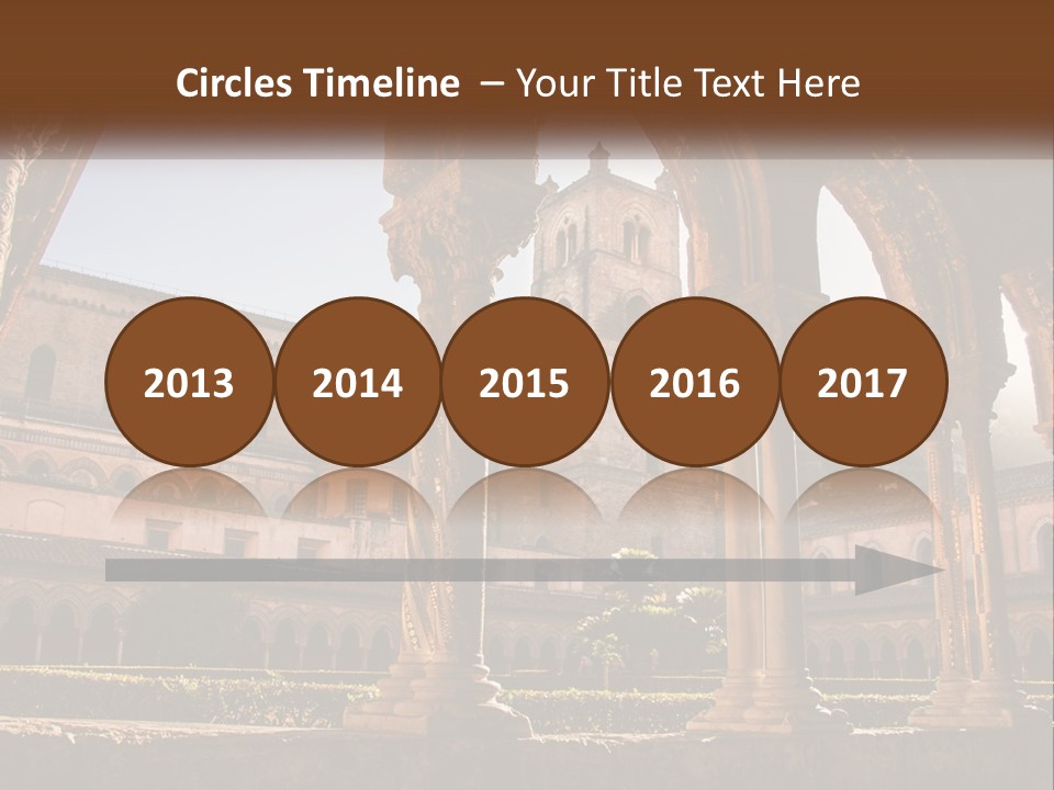 A Large Building With Arches And A Clock Tower PowerPoint Template