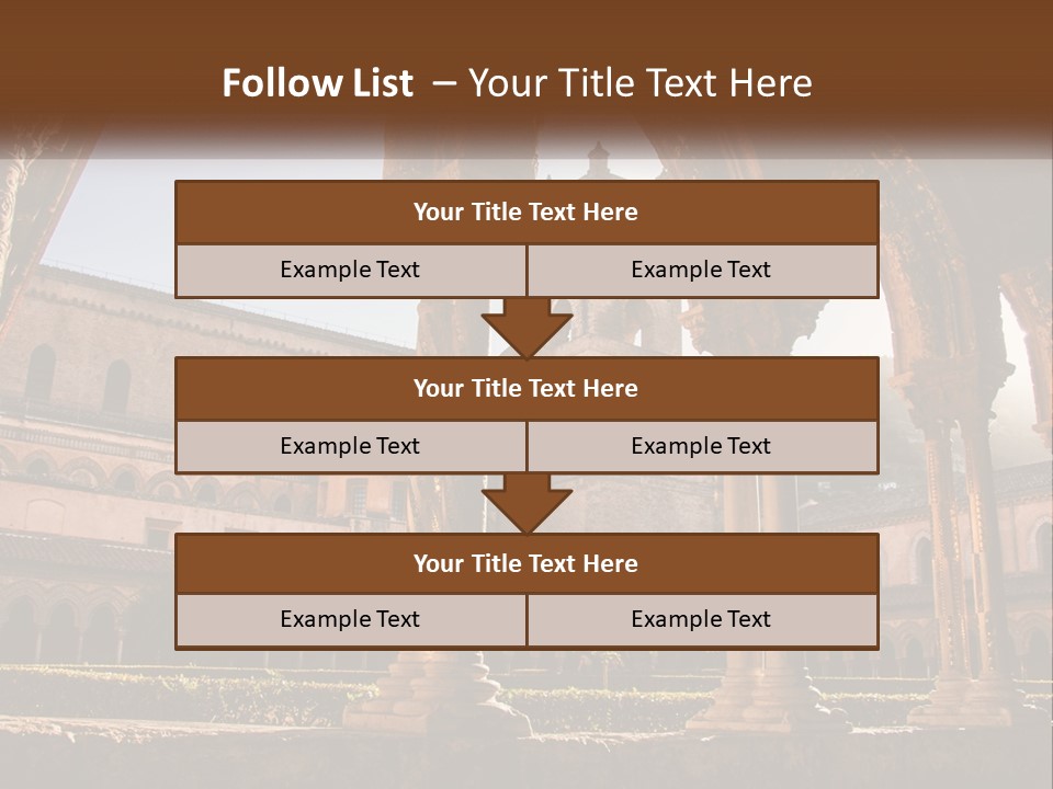 A Large Building With Arches And A Clock Tower PowerPoint Template