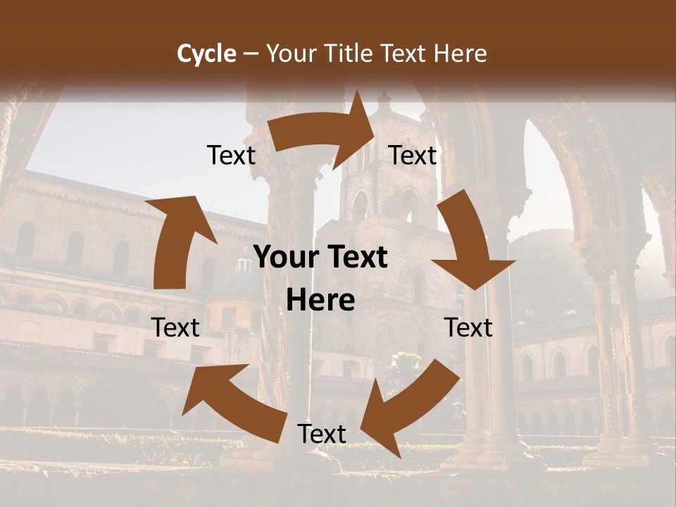 A Large Building With Arches And A Clock Tower PowerPoint Template