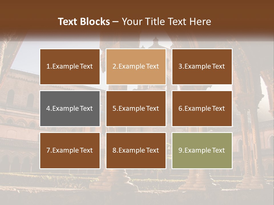 A Large Building With Arches And A Clock Tower PowerPoint Template