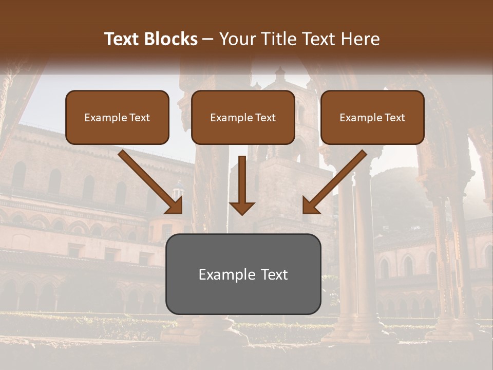 A Large Building With Arches And A Clock Tower PowerPoint Template