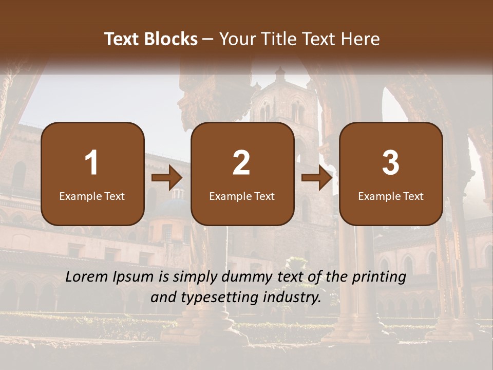 A Large Building With Arches And A Clock Tower PowerPoint Template