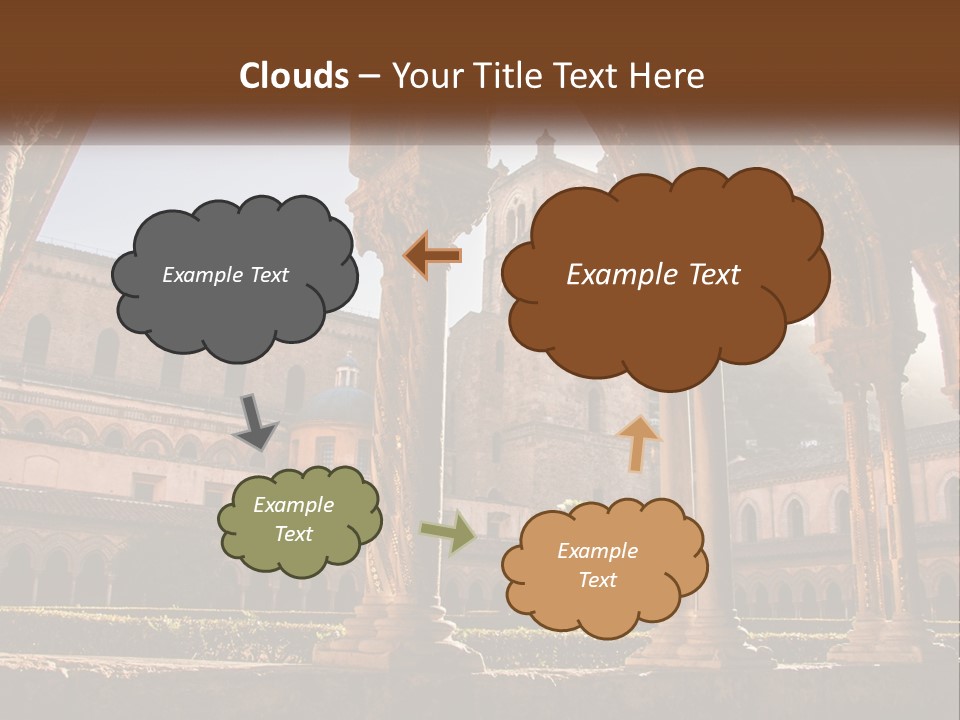 A Large Building With Arches And A Clock Tower PowerPoint Template