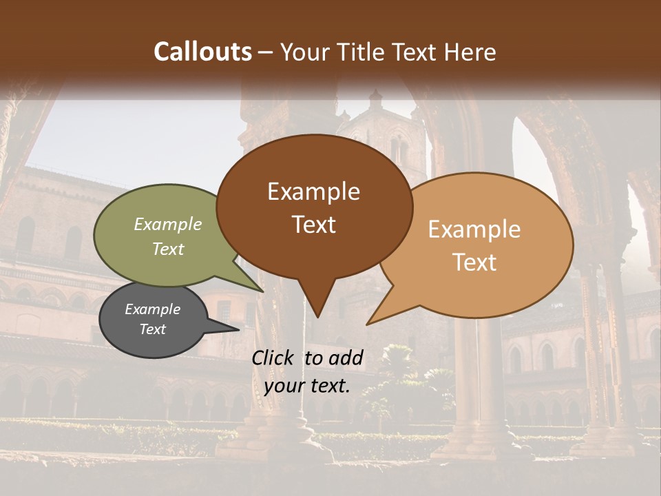 A Large Building With Arches And A Clock Tower PowerPoint Template