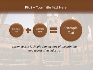 A Large Building With Arches And A Clock Tower PowerPoint Template