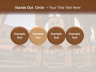 A Large Building With Arches And A Clock Tower PowerPoint Template