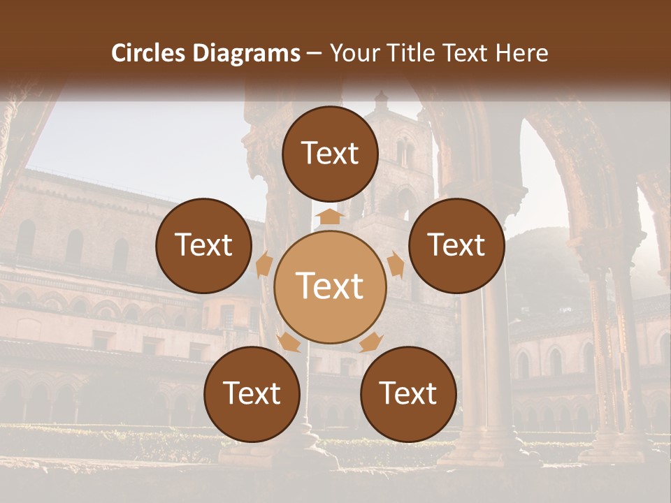 A Large Building With Arches And A Clock Tower PowerPoint Template