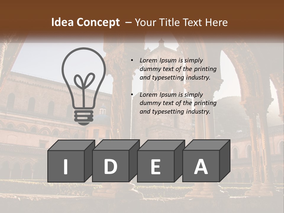 A Large Building With Arches And A Clock Tower PowerPoint Template