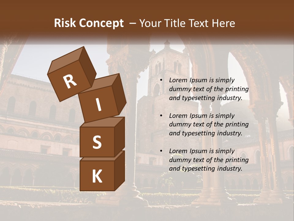 A Large Building With Arches And A Clock Tower PowerPoint Template