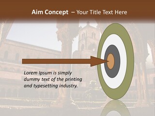A Large Building With Arches And A Clock Tower PowerPoint Template