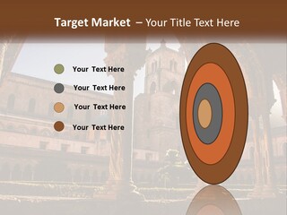 A Large Building With Arches And A Clock Tower PowerPoint Template