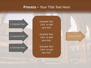 A Large Building With Arches And A Clock Tower PowerPoint Template