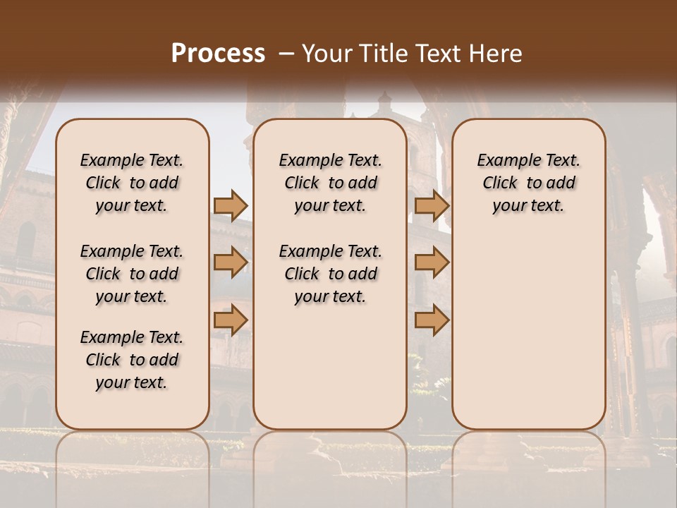 A Large Building With Arches And A Clock Tower PowerPoint Template