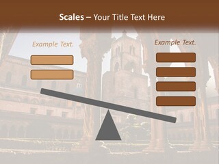 A Large Building With Arches And A Clock Tower PowerPoint Template