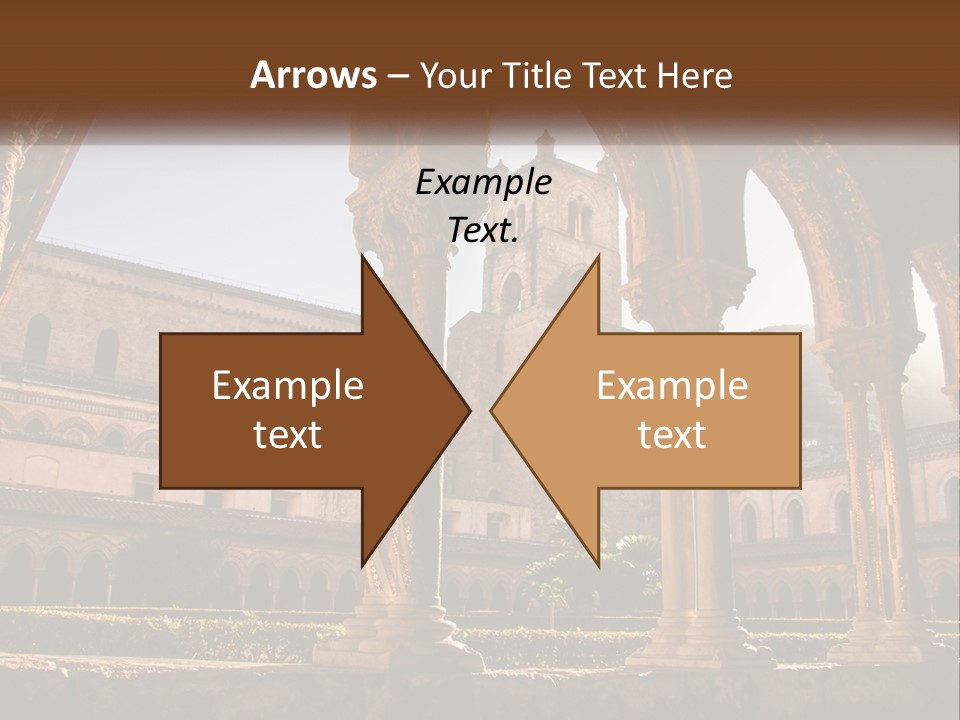 A Large Building With Arches And A Clock Tower PowerPoint Template