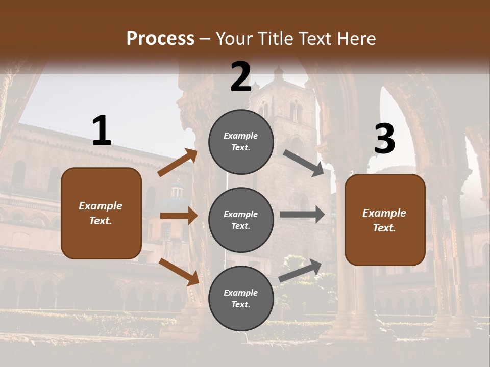 A Large Building With Arches And A Clock Tower PowerPoint Template