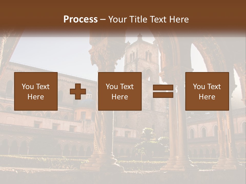 A Large Building With Arches And A Clock Tower PowerPoint Template